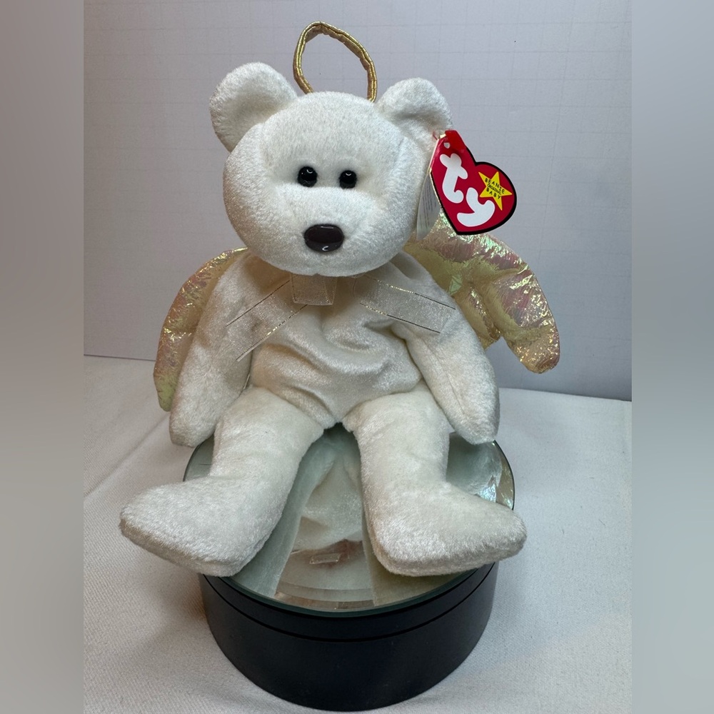 TY beanie baby bear angel BROWN NOSE halo 1988 iridescent wings and halo NWT